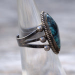 Vintage Sterling Turquoise Roper Ring 4.25