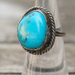 Vintage Sterling Turquoise Roper Ring 6