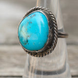 Vintage Sterling Turquoise Roper Ring 6