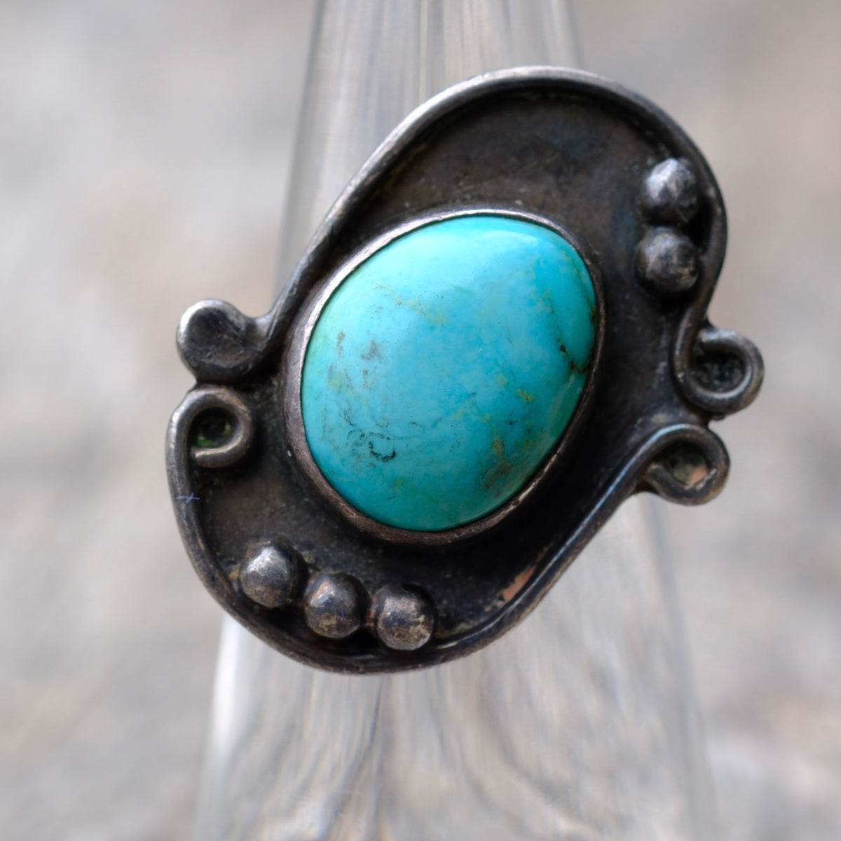 Vintage Sterling Turquoise Ring 5.75