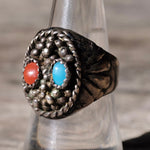 Vintage Sterling Turquoise and Corla Ring 8