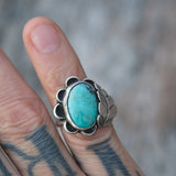 Vintage Sterling Turquoise Feather Ring 4.75