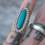 Vintage Sterling Turquoise Ring 3.75
