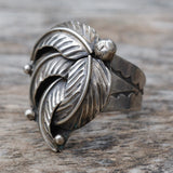 Vintage Sterling Silver Feather Ring 7.25