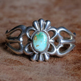 Vintage Sterling King Manassa Turquoise Sandcast Cuff Begay