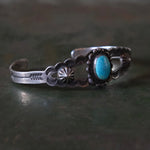 Vintage Sterling Turquoise Stamped Cuff