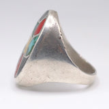 Vintage Sterling Multistone Inlay Fish Scale Ring 9.5
