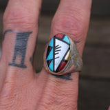 Vintage Sterling Zuni Inlay Ring 11.25