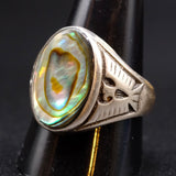 Vintage Sterling Abalone Thunderbird Ring 10.75