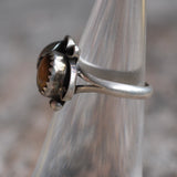 Vintage Sterling Tigers Eye Feather Ring 4.25