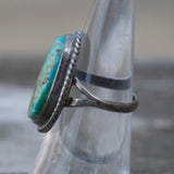 Vintage Sterling Turquoise Roper Ring 5.25