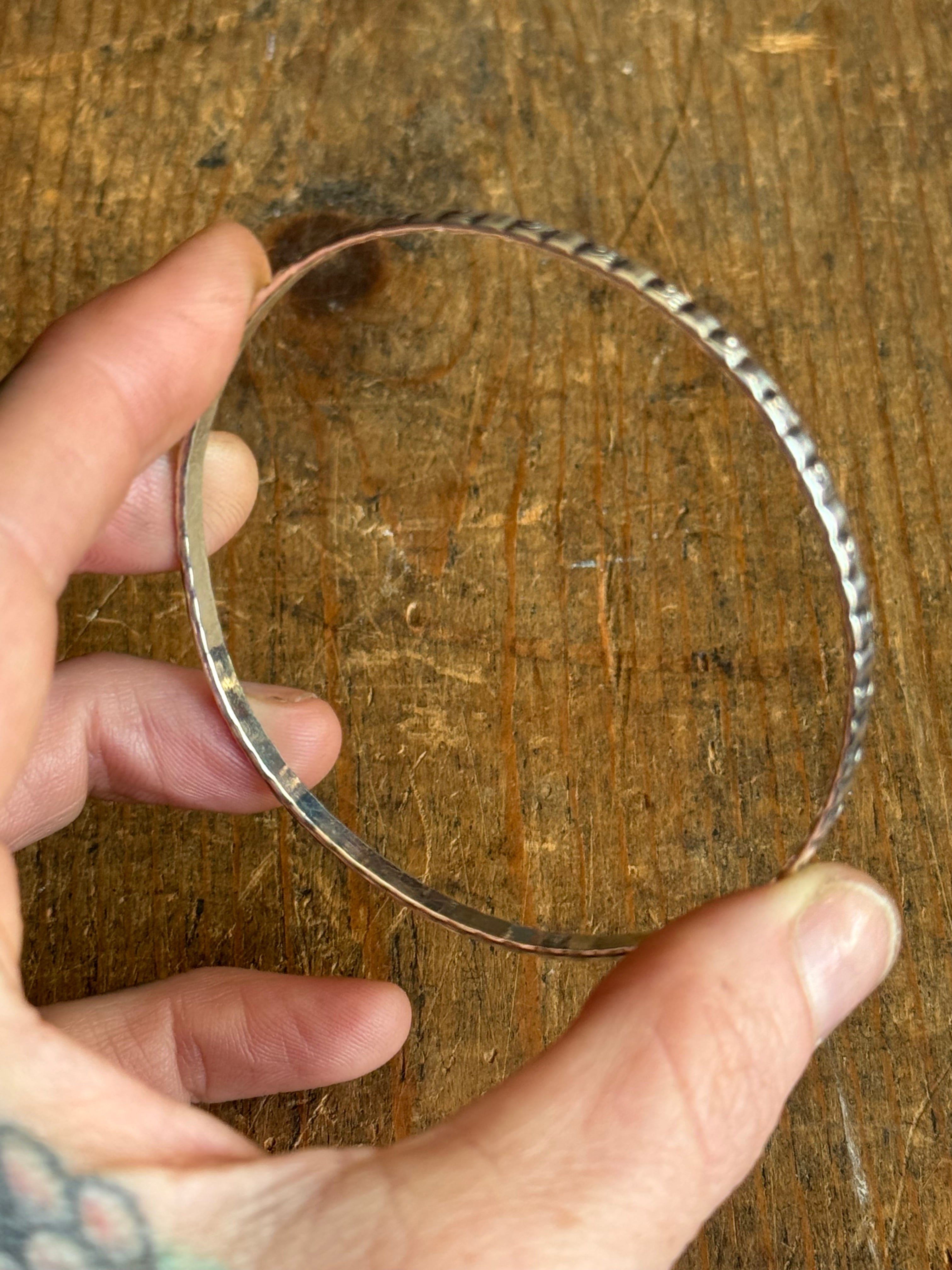 Vintage Sterling Silver Stamped Bar Bangle