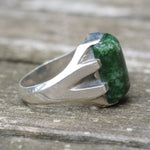Vintage Sterling Green Agate Signet Ring 10.5