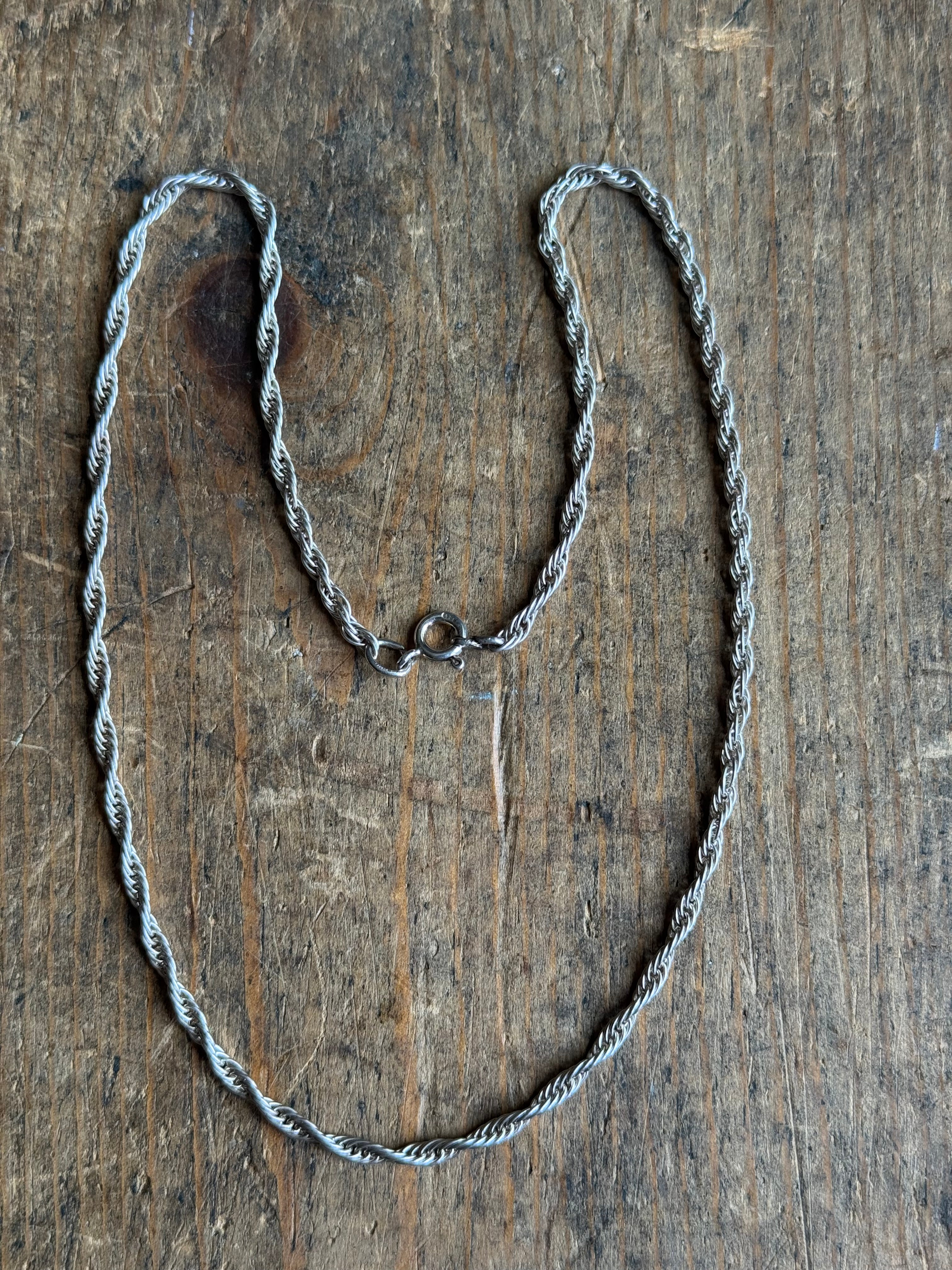 Vintage Sterling Silver 16” Rope Chain