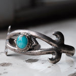 Vintage Sterling Silver Sandcasted Turquoise Cuff