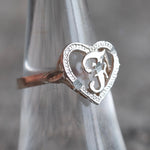 Vintage Sterling F Initial Ring 7.75