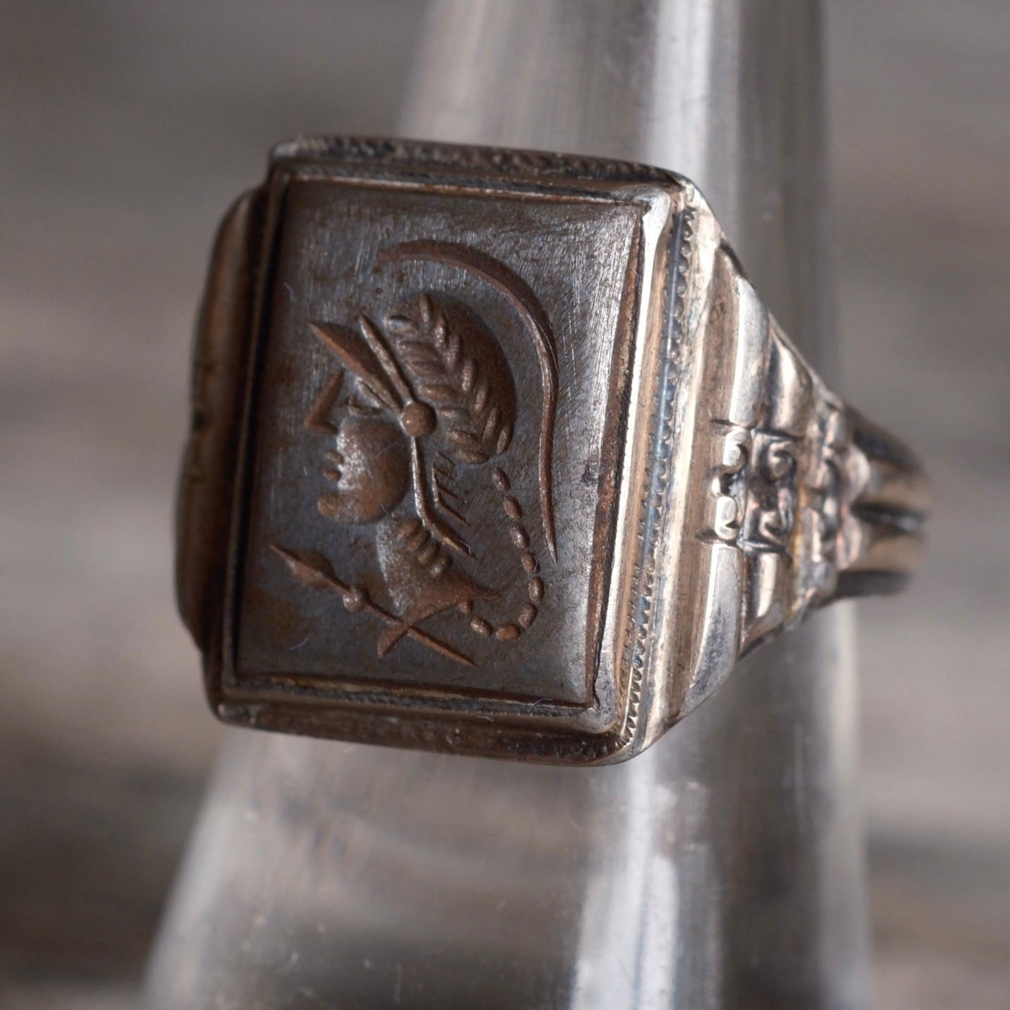 Vintage Sterling Centurion Signet Ring 7.75
