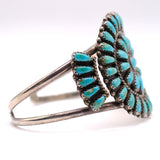 Vintage Sterling Turquoise Petit Point Cuff Bracelet 6"