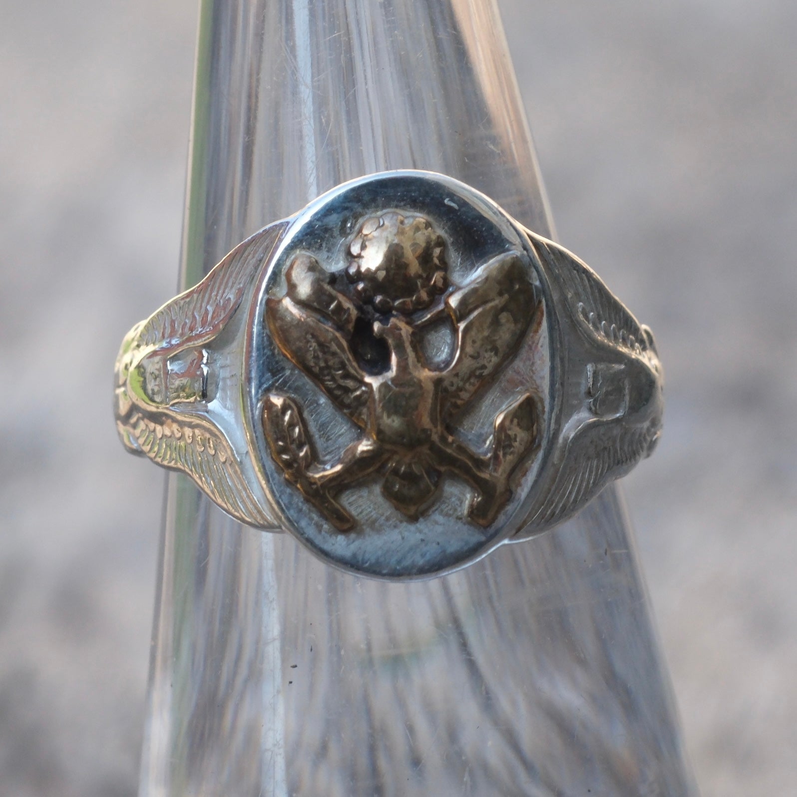 Vintage Sterling Military Signet Ring 5