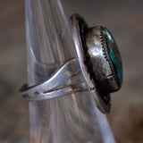 Vintage Sterling Turquoise Roper Ring 5.5
