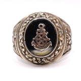 Vintage Sterling Floral and Anchor Signet Ring 8.5