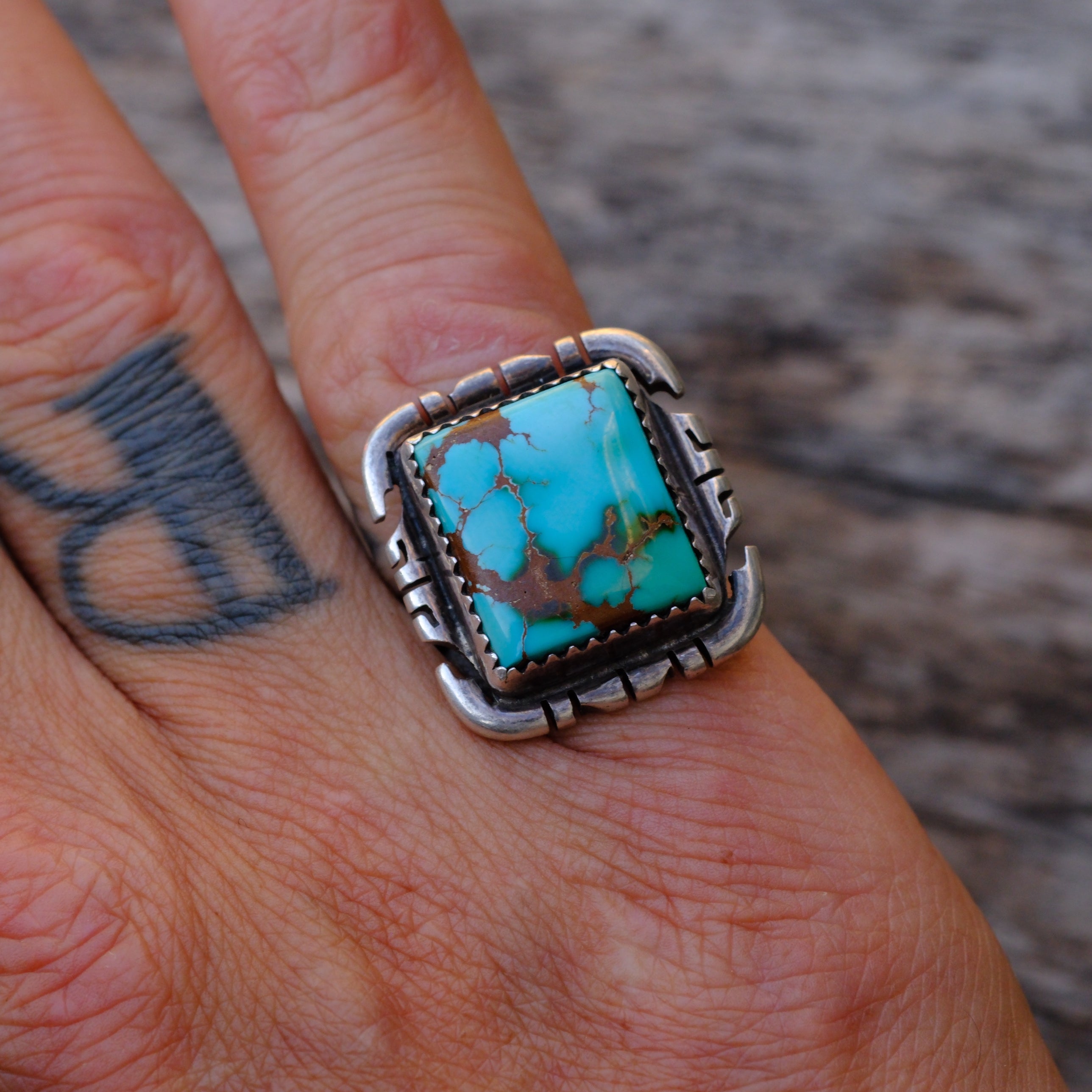 Vintage Sterling Silver Turquoise Ring 6.5