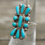 Vintage Sterling Turquoise Cluster Ring 5.75