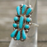 Vintage Sterling Turquoise Cluster Ring 5.75
