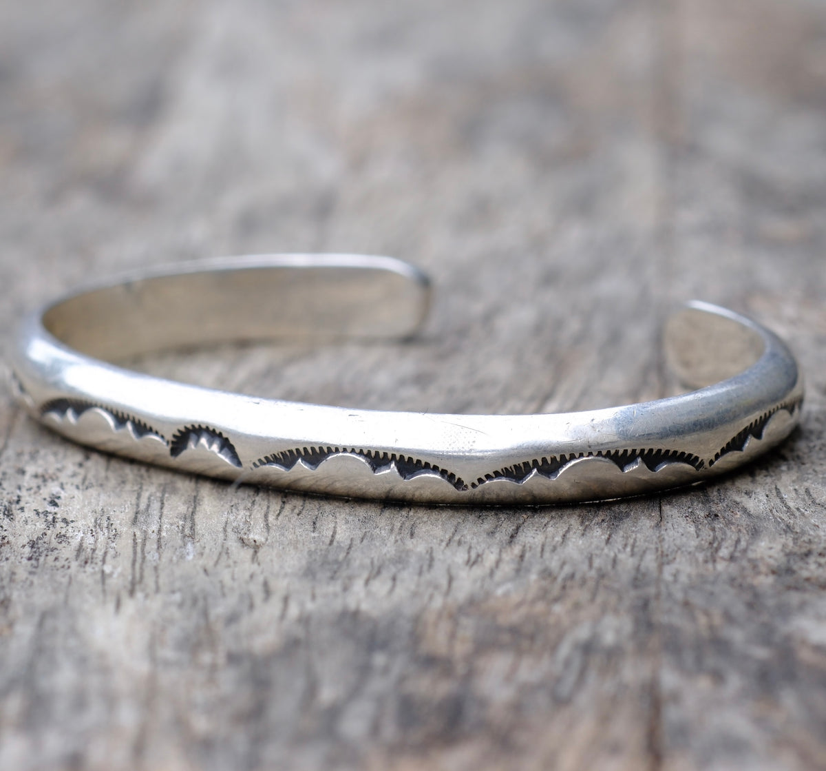 Vintage Sterling Silver Stamped Cuff Bracelet