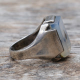 Vintage Sterling Agate Signet Ring 8.25
