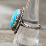 Vintage Sterling Turquoise Roper Ring 6