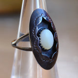 Vintage Sterling Mother Of Pearl Shadowbox Ring 6.25