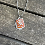 Vintage Sterling Enamel Lion Crest Necklace