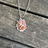 Vintage Sterling Enamel Lion Crest Necklace