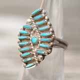 Vintage Sterling Turquoise Cluster Ring 4.75