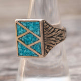 Vintage Sterling Crushed Turquoise RIng 7.75