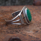 Vintage Sterling Malachite Roper Cuff