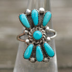 Vintage Sterling Turquoise Cluster Ring 5