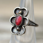 Vintage Sterling Tigers Eye Floral Ring 4.25
