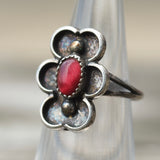 Vintage Sterling Tigers Eye Floral Ring 4.25