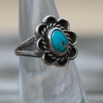 Vintage Sterling Turquoise Floral Ring 5.5