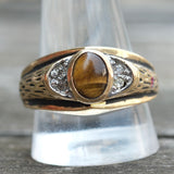 Vintage Gold Plated Tigers Eye Signet Ring 12.75