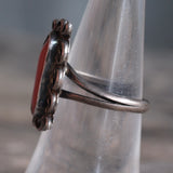 Vintage Sterling Coral Ring 6.5
