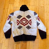 Vintage Cowichan Chunky Handknit Cardigan Sweater Large
