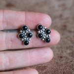 Vintage Sterling Onyx Cluster Earrings