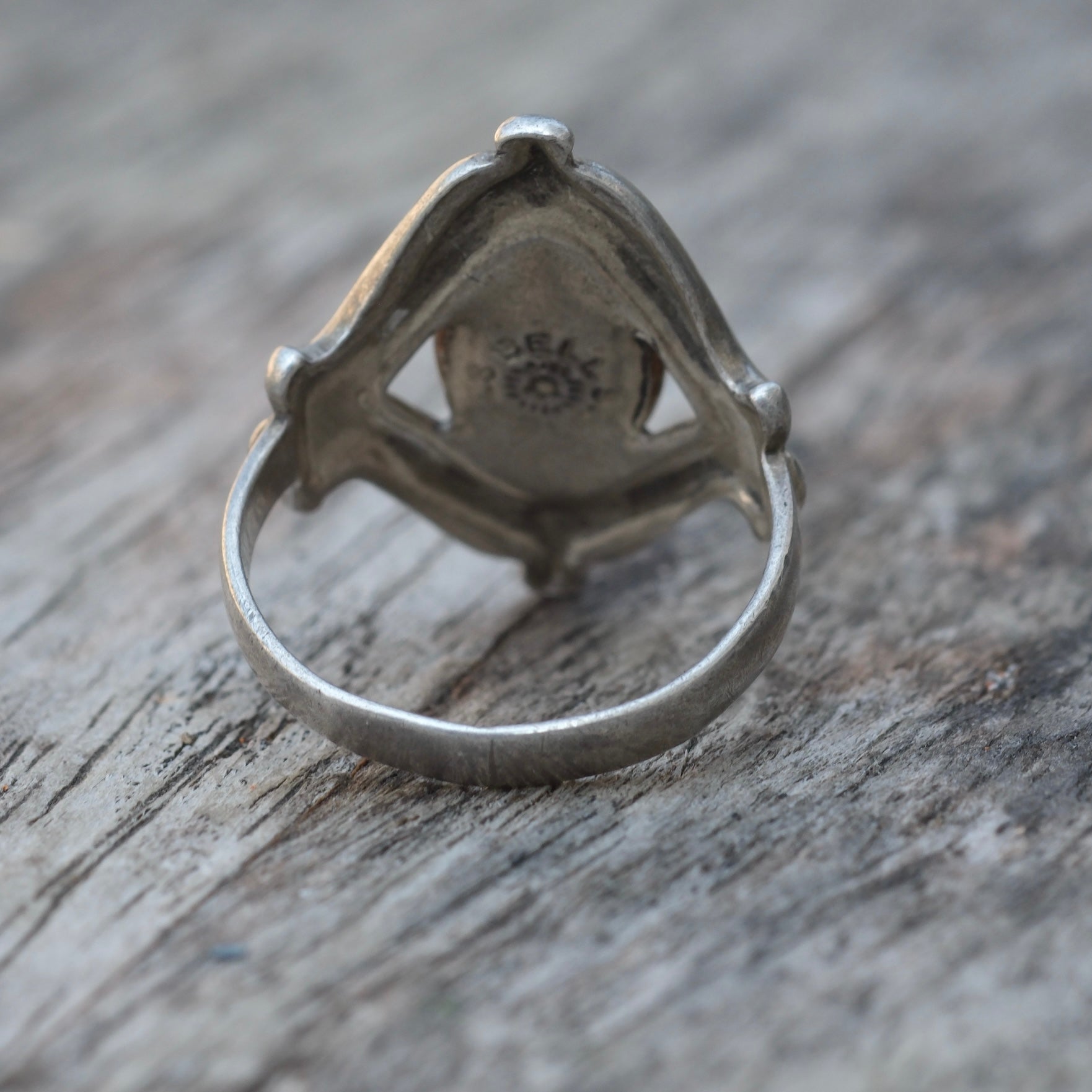 Vintage Sterling Turquoise Sandcast Ring 5.75