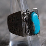 Vintage Sterling Chunky Turquoise Ring 10.75