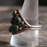 Vintage Sterling Malachite Cluster Ring 10.5
