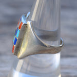 Vintage Sterling Multistone Inlay Panel Ring 8.5