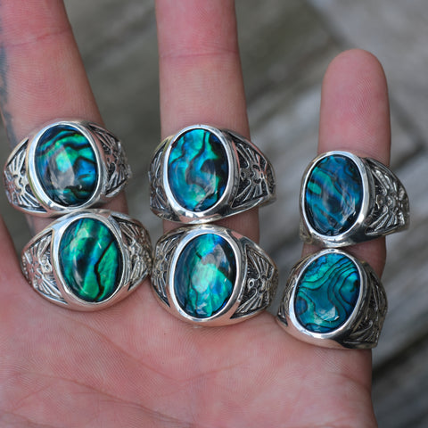 1980's Vintage Sterling Abalone Thunderbird Ring